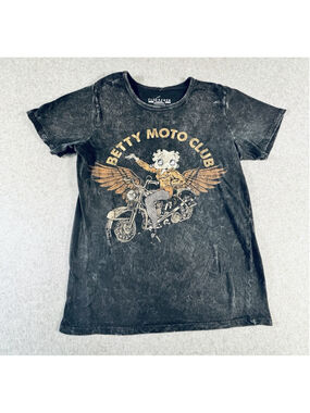 Betty Boop Moto Club Biker Graphic T-Shirt Women’s Large Distressed Cotton
